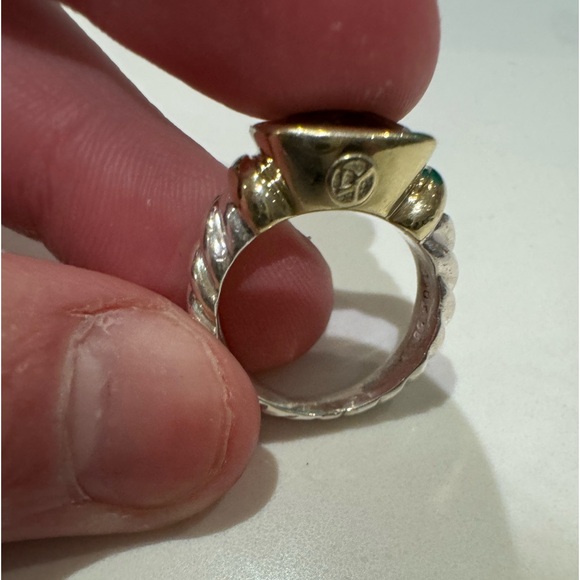 David Yurman Sterling Silver and 14k Yellow Gold Noblesse Cable Ring - Picture 5 of 15